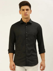 Men Black Printed Casual Shirt-FLIORIONIEPRINT-3554-Black