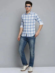 Men White Checked Casual Shirt-QUERENCIACHECKS-3364-White