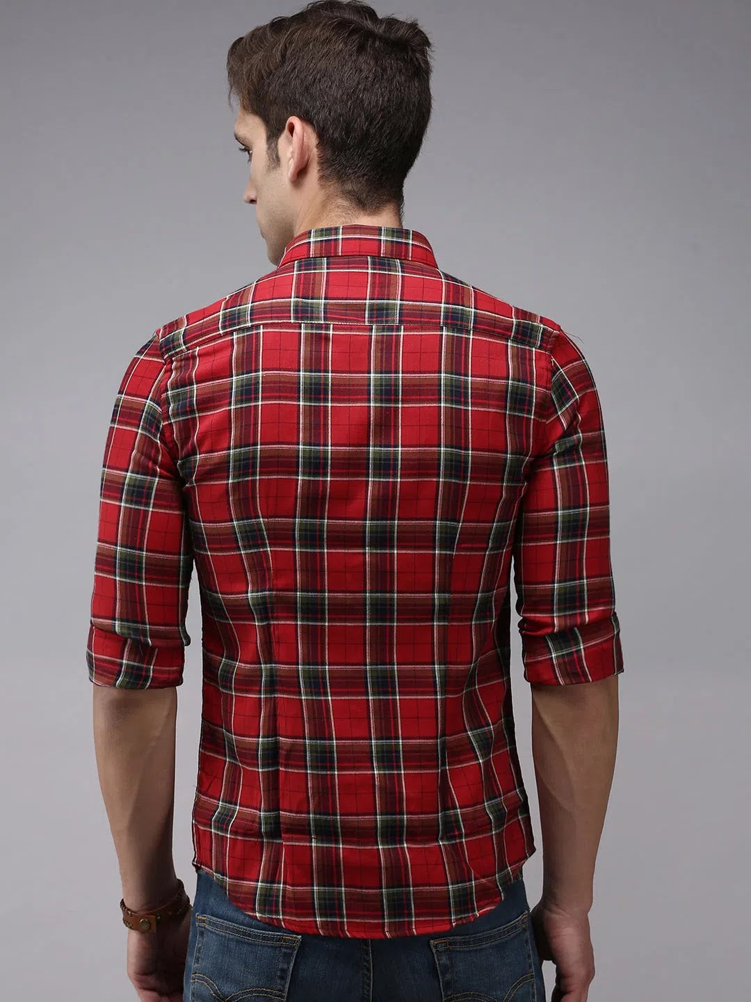 Men's Red Checkered Cotton Shirt | Casual Mens Shirt