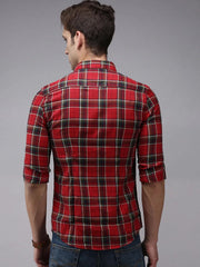 Men Red Checked Casual Shirt-ACHIEVERCHECKS-1195-Red