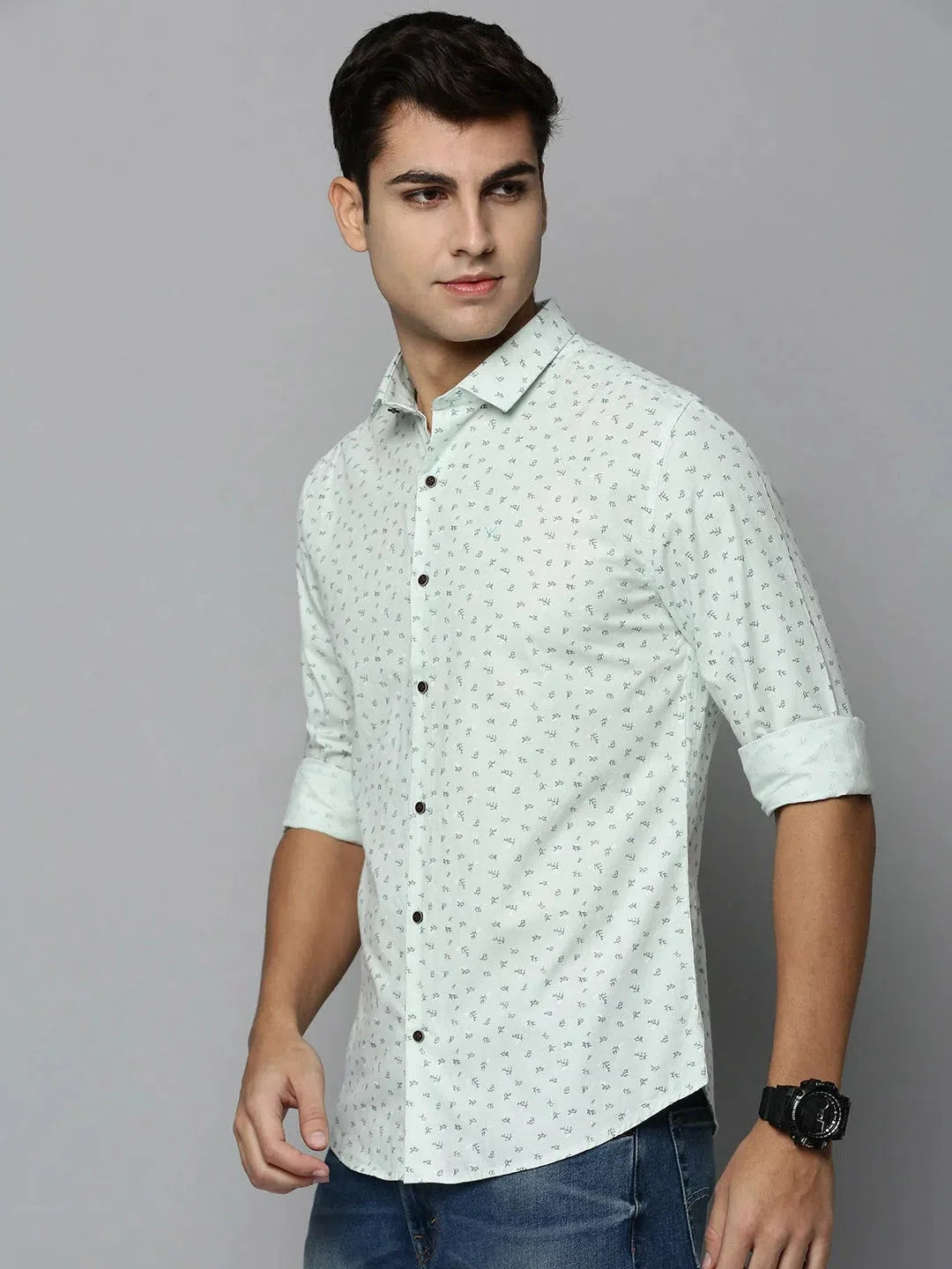 Green Printed Mens Shirt - Casual Cotton Shirt | DesiQlo