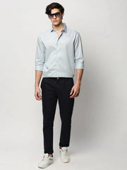 Men Blue Solid Casual Casual Shirts-TAVANTAPLAIN-5511-Blue