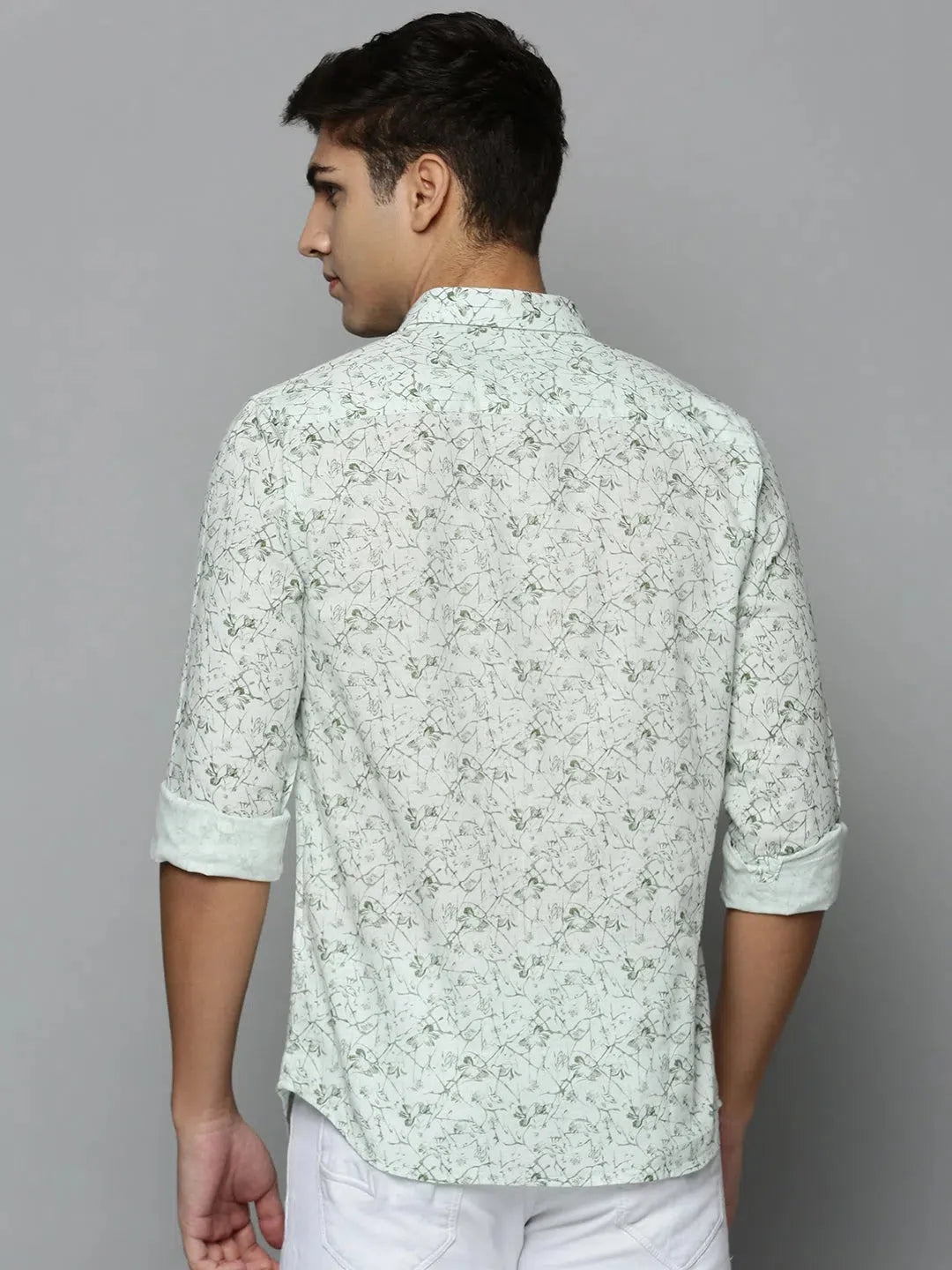 Green Printed Mens Shirt - Fashionable Casual Cotton Shirt