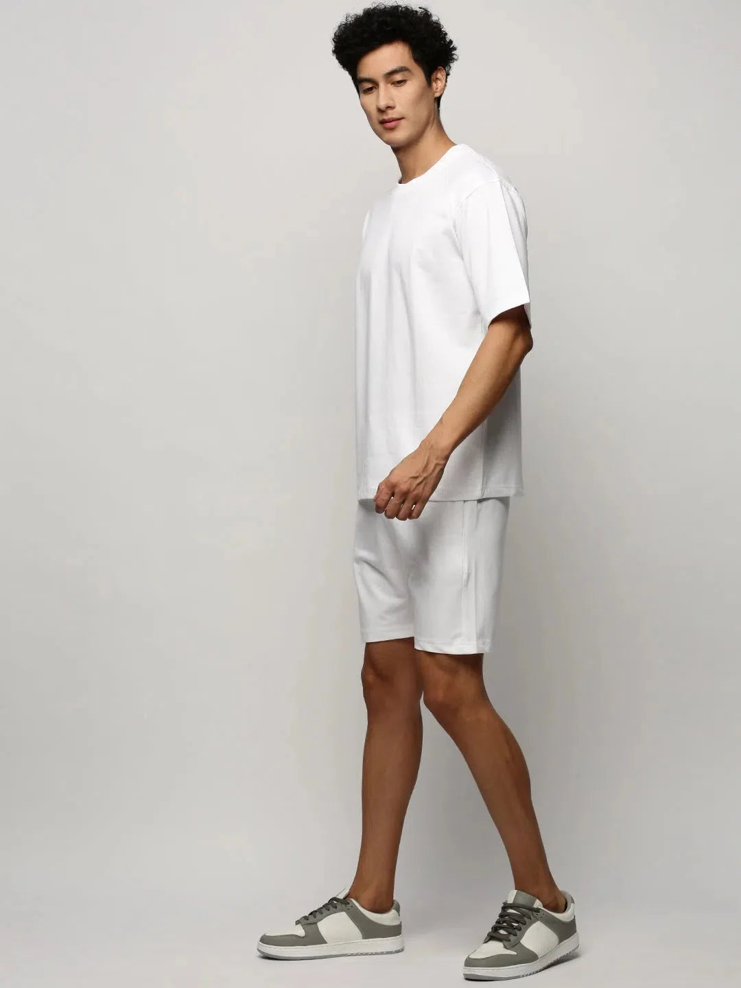 Men's White Solid Co ord Sets - Two Piece Sets for Men