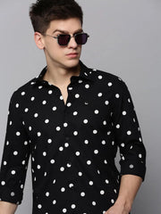 Men Black Printed Casual Shirt-POSHMANPLAINS-4388-Black