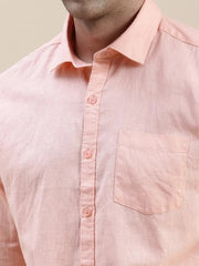 Men Peach Solid Casual Shirt-SWALLOW-1762-Peach