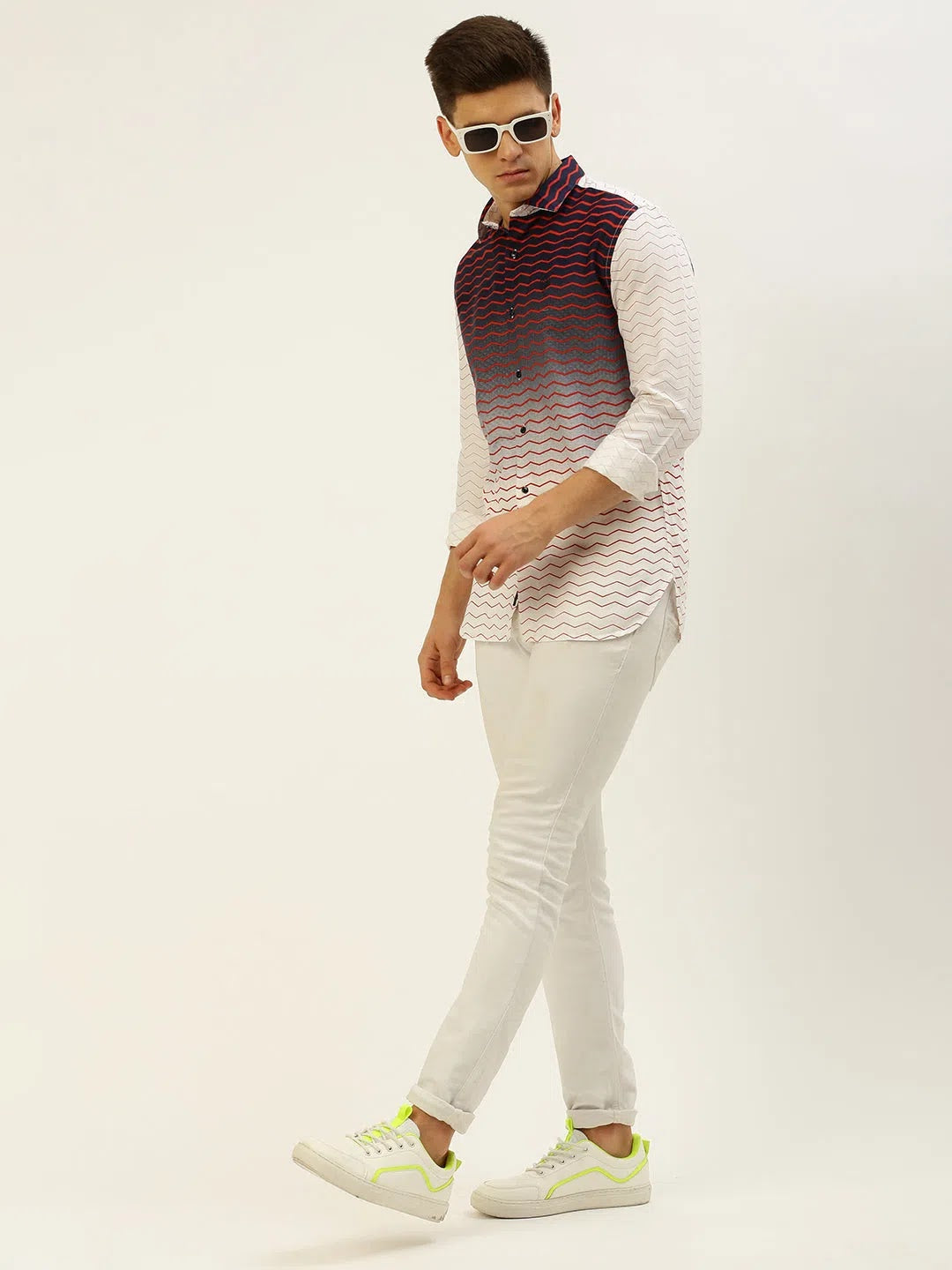 Men's White Printed Cotton Shirt | Stylish Casual Shirts