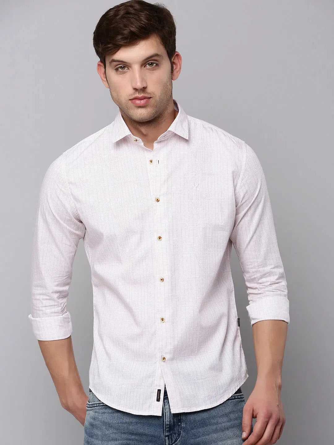 Vibrant Men's Pink Printed Shirt - Stylish Cotton Casual Shirt