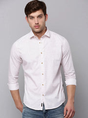 Men Pink Printed Casual Shirt-BARONPRINTED-4009-Rose
