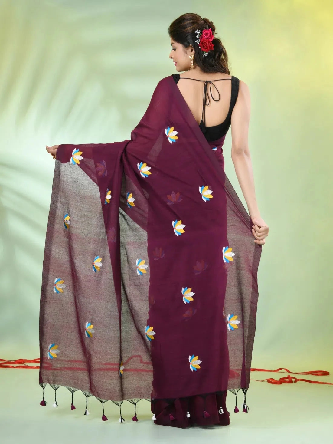 Purple Embroidered Cotton Saree | Indian Sarees Online