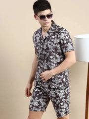 Men Grey Printed Casual Co ord Set-BLACKBERRY-1673-Taupe