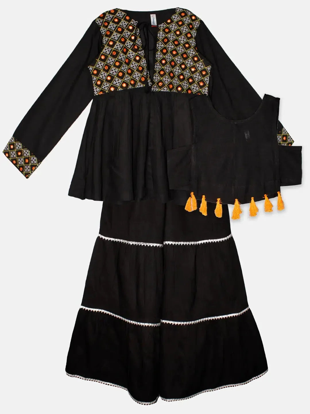 Girls Rayon Sharara Set - Embroidered Indian Outfits for Girls