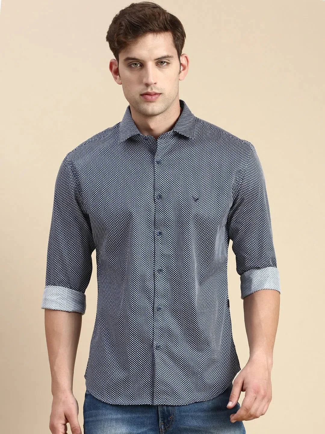 Navy Blue Solid Mens Shirt | Casual Cotton Shirt