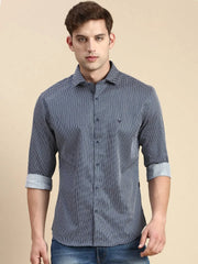 Men Navy Solid Casual Shirt-IKIGAIPRINTS-8801-Navyblue