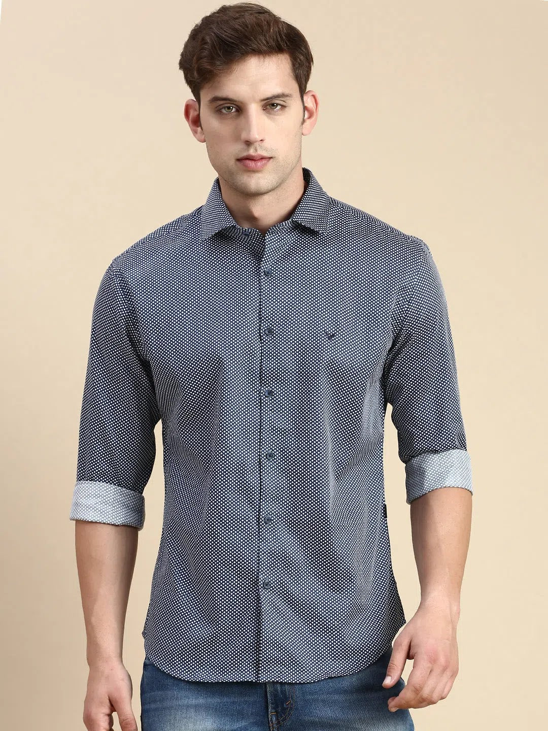 Navy Blue Solid Mens Shirt | Casual Cotton Shirt
