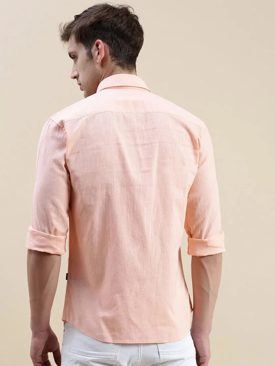 Men's Peach Cotton Shirt | Solid Color Casual Shirts