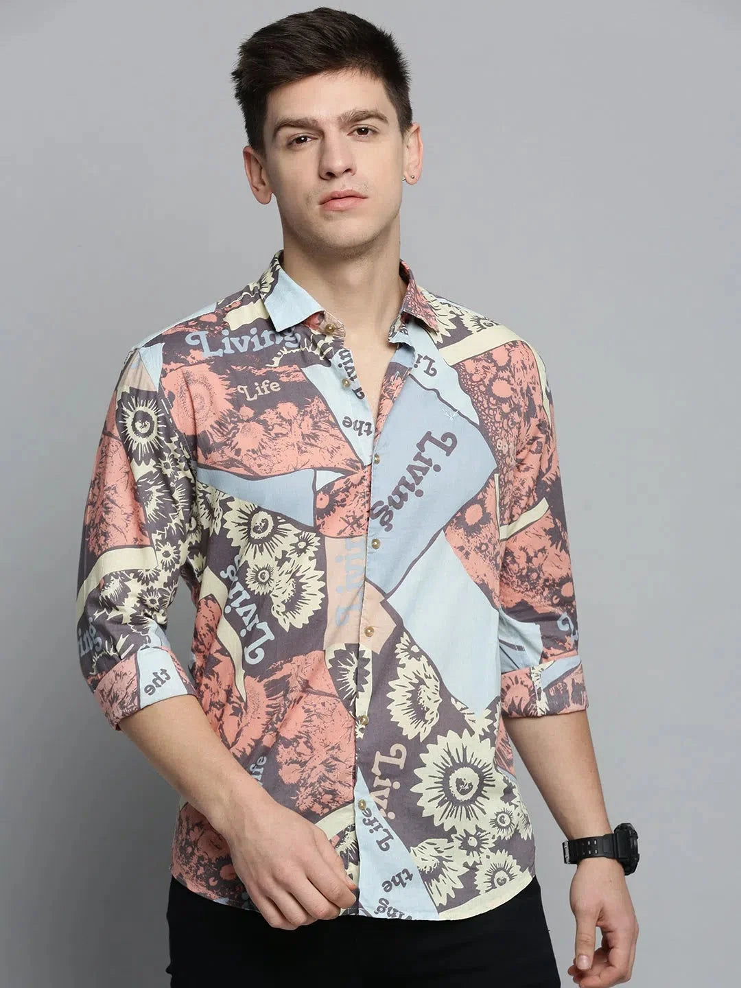 Men's Printed Shirt - Multi Cotton Shirt | DesiQlo