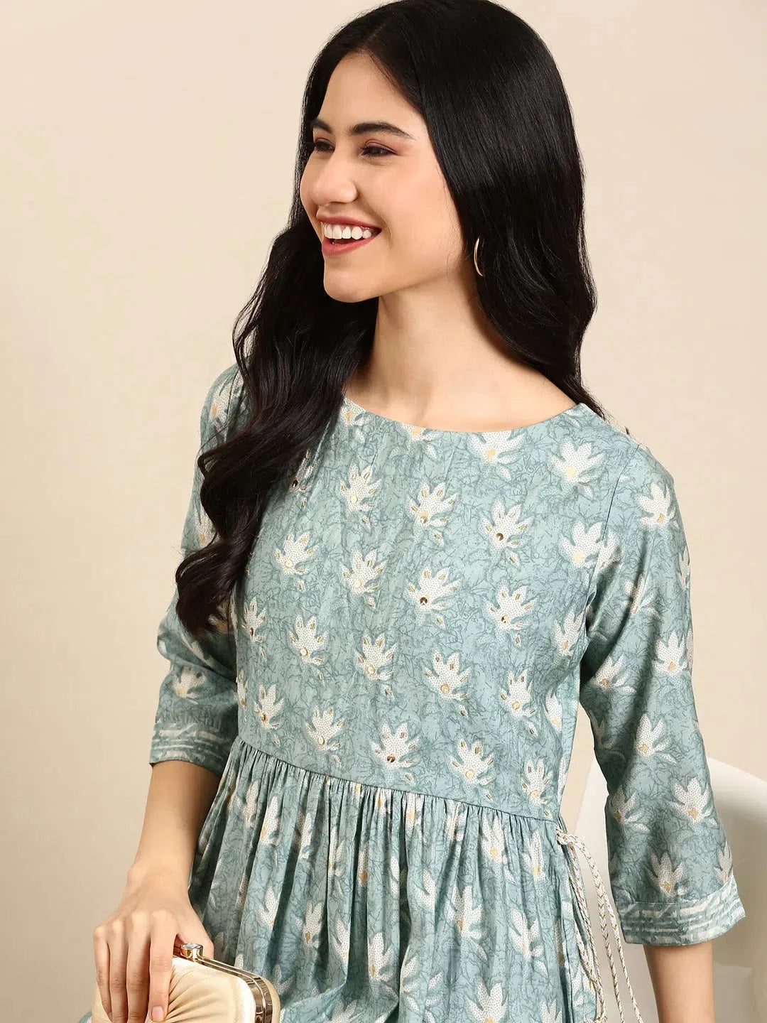 Women's Sea Green Printed Kurta SetKC-3377eagreen