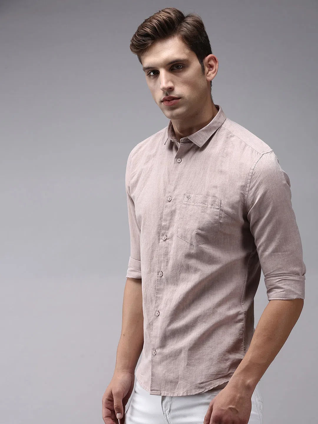 Trending Beige Solid Mens Shirt - Casual Cotton Shirt | DesiQlo