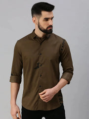 Men Coffee Brown Printed Casual Shirt-HIGHPOWERPRINT-1263-Coffeebrown