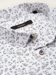 Men White Printed Casual Shirt-PICOPRINT-2021-White
