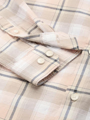 Men Beige Checked Casual Shirt-LION-0379-Beige