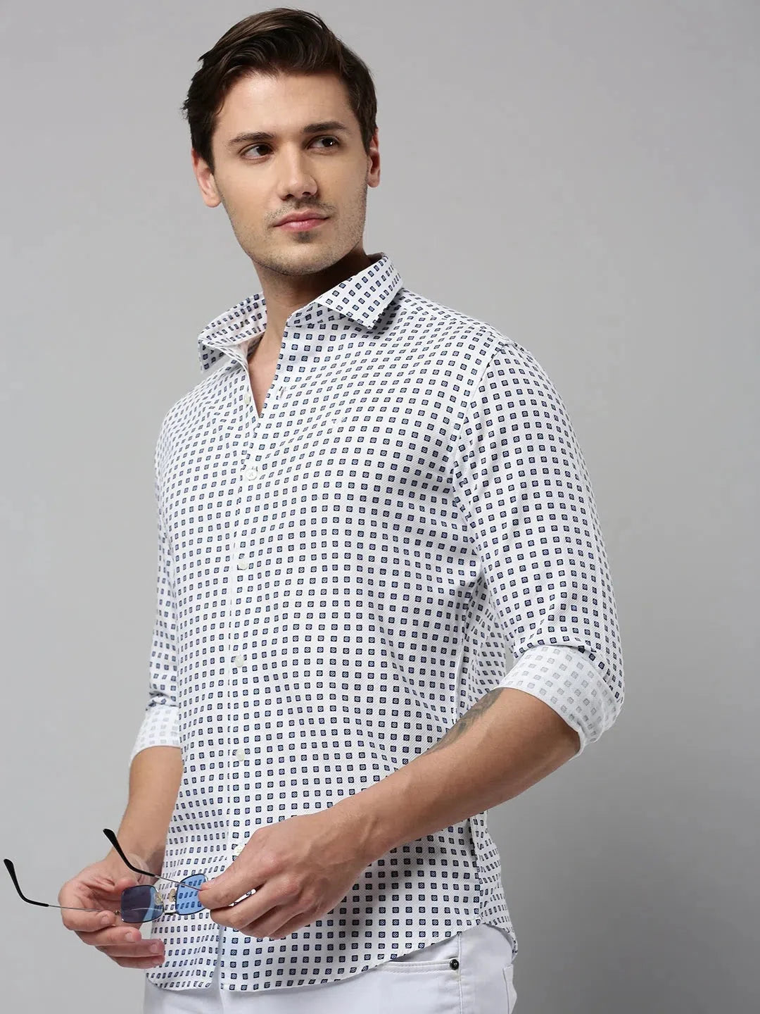 Authentic White Solid Mens Shirt - Cotton Casual Shirt | DesiQlo
