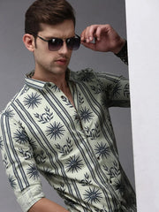 Men Green Printed Casual Shirt-PREMIUMPRINT-1510-Green