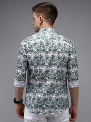 Men White Printed Casual Shirt-KELVENPRINT-1400-White