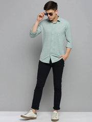 Men Green Solid Casual Shirt-FORDKNITS-4475-Seagreen