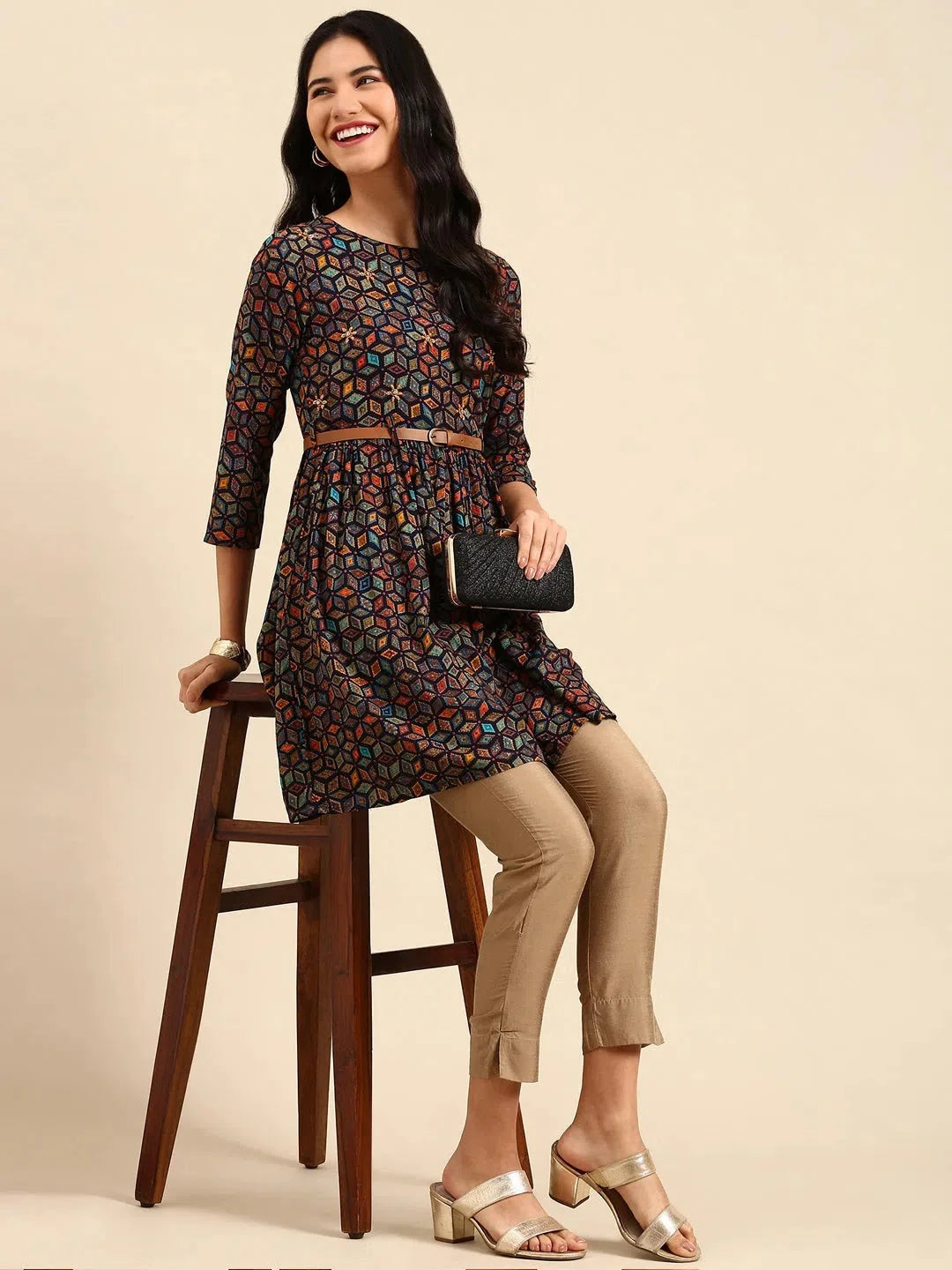 Navy Blue Embellished Anarkali Kurta | Anarkali Kurti for Women