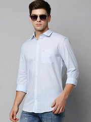 Men Blue Solid Casual Shirt-CROSSPLAIN-4553-Blue