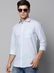 Men Blue Solid Casual Shirt-CROSSPLAIN-4553-Blue