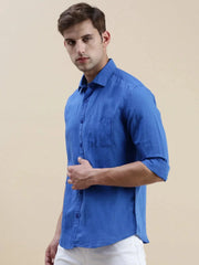 Men Blue Solid Casual Shirt-SWALLOW-1763-Blue