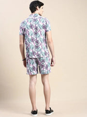 Men White Printed Casual Co ord Set-AM-95-1-White
