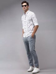 Men White Printed Casual Shirt-OMANPRINT-1566-White