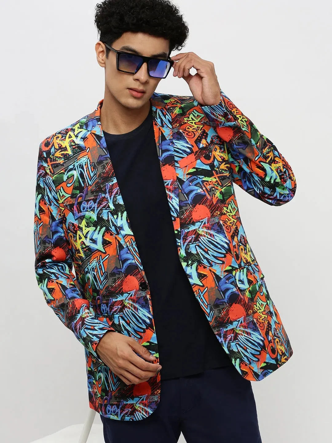 Orange Printed Blazer - Men's Ethnic Wear | DesiQlo