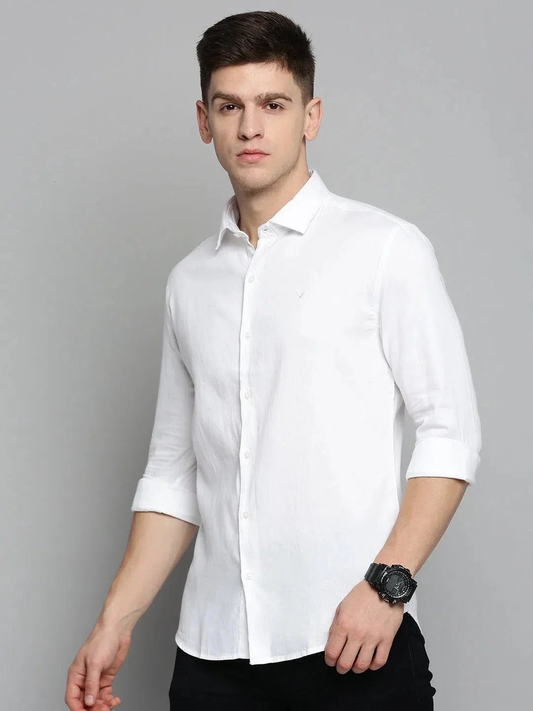 White Cotton Mens Shirt - Solid Casual Formal Shirts - DesiQlo