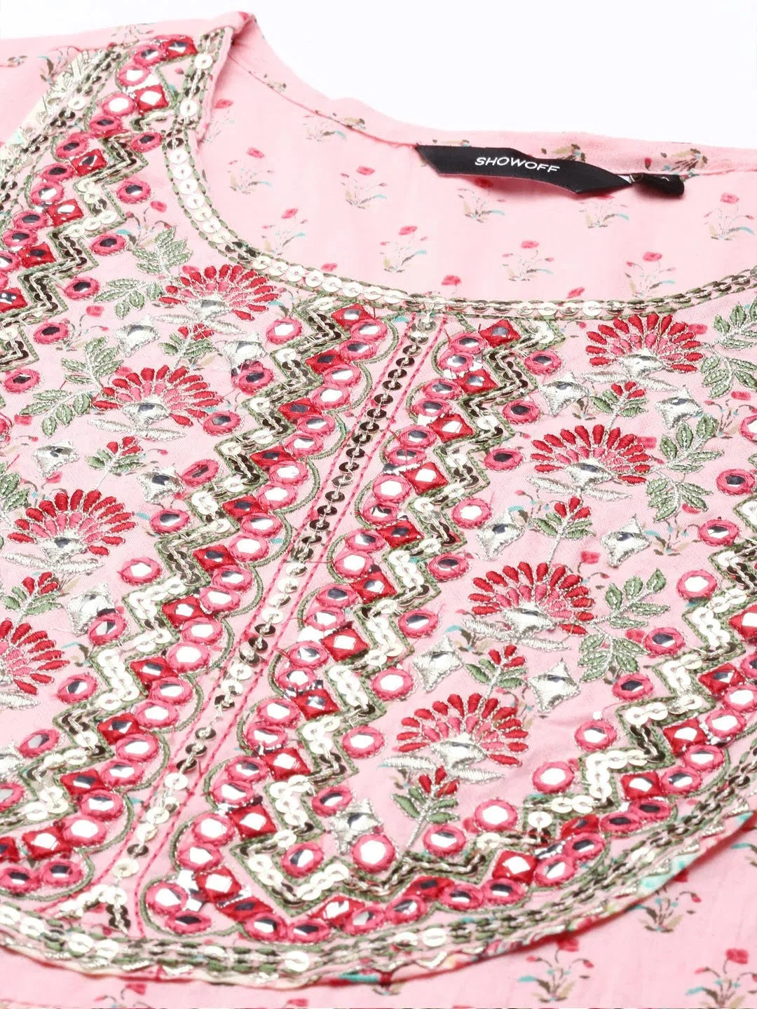 Pink Floral Cotton Kurta Set for Women | Indian Kurta Sets