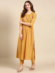 Women's Mustard Printed Kurta SetKC-968-Mustard