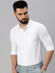 Men White Self Design Casual Shirt-VANISHDOBBYSHIRT-1017-White