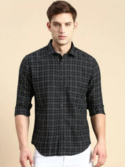 Men Black Checked Casual Shirt-BLAZOCHECKS-4653-Black
