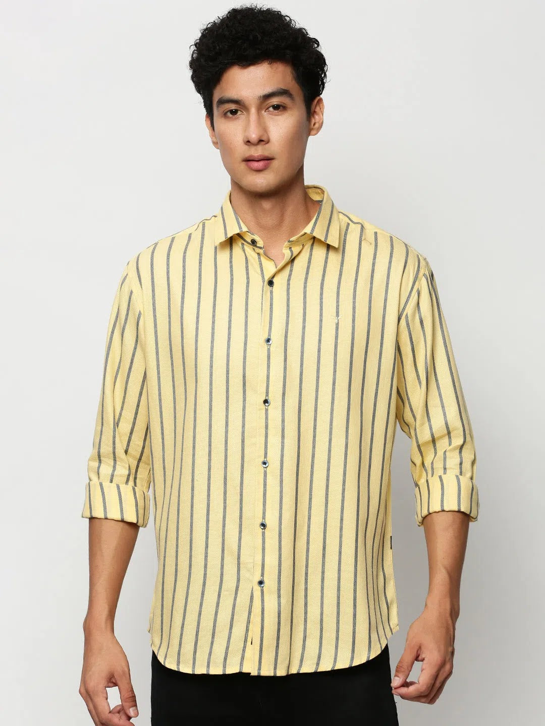Yellow Striped Mens Shirt | Casual Cotton Shirts