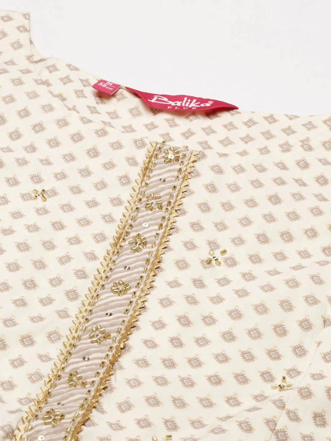 Beige Geometric Women's Kurta Set | Indian Kurta Sets