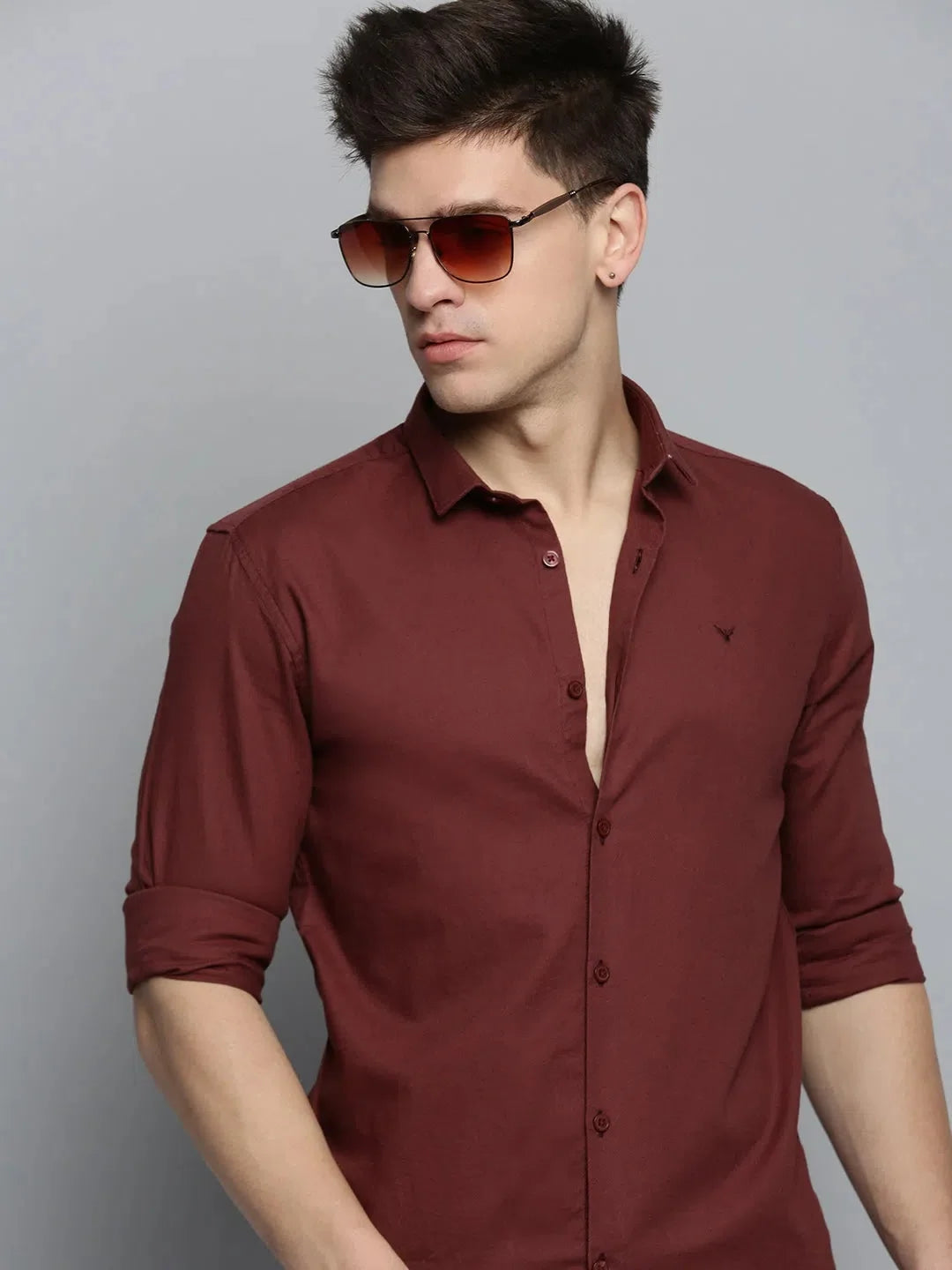 Orange Cotton Mens Shirt - Solid Casual Shirt | DesiQlo
