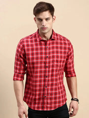 Men Red Checked Casual Shirt-BLAZOCHECKS-4652-Red
