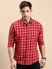 Men Red Checked Casual Shirt-BLAZOCHECKS-4652-Red