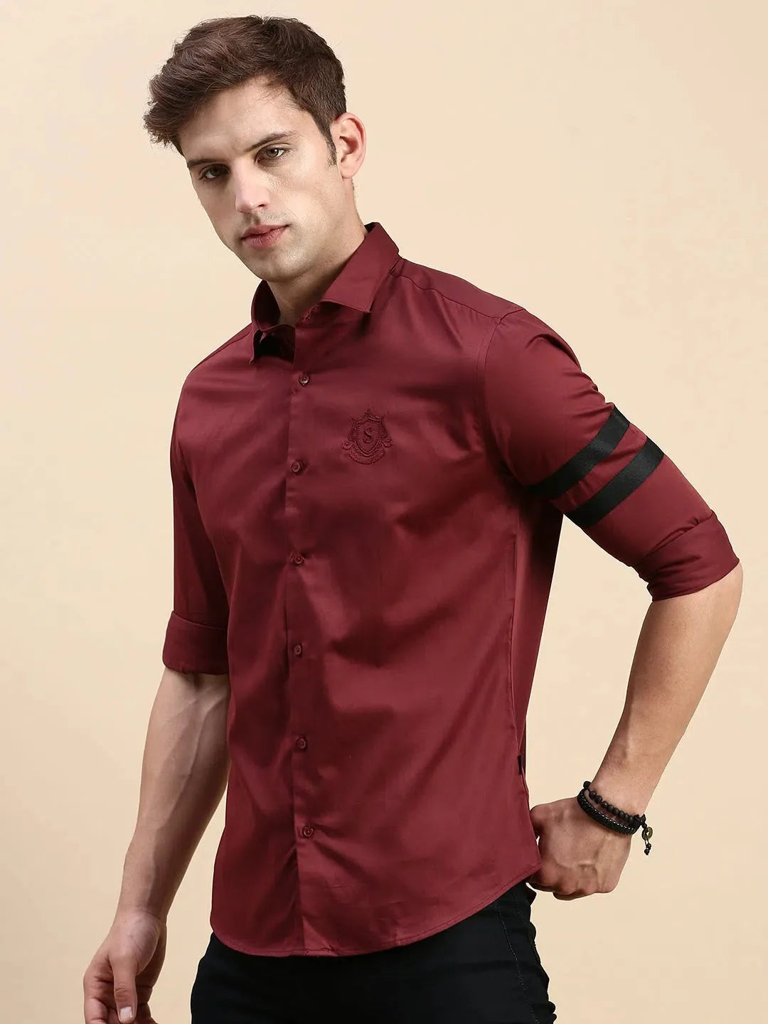 Maroon Solid Mens Shirt - Cotton Casual Shirt | DesiQlo