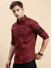 Men Maroon Solid Casual Shirt-CHERRY-0318-Maroon