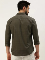 Men Grey Checked Casual Shirt-LEHARICHECKS-5337-Grey